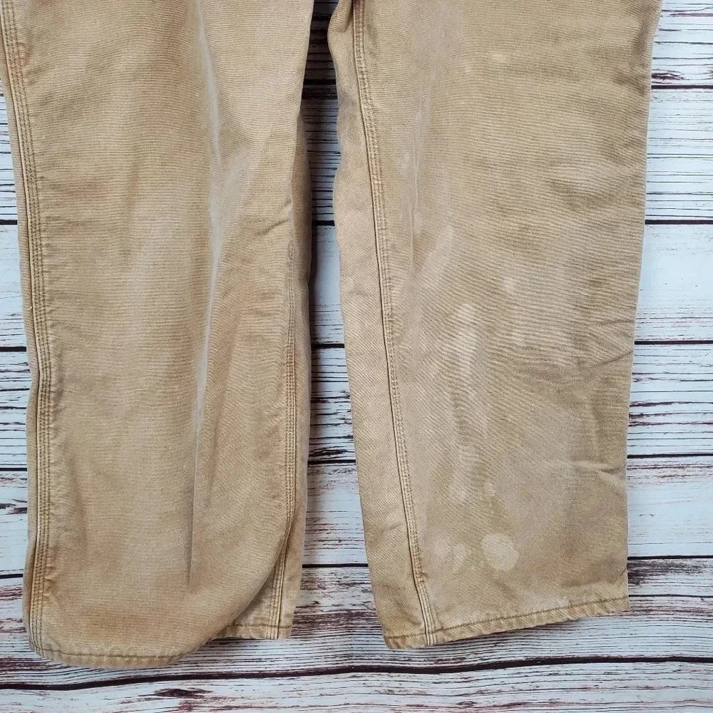 Carhartt Mens 44x30 Vintage B11 Brown Flannel Lined Carpenter Canvas Pants